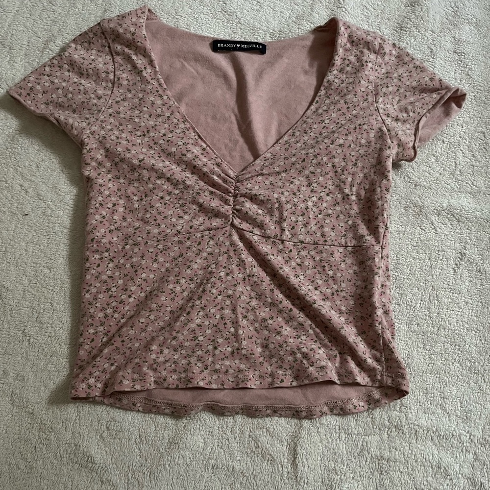 brandy melville floral pink top